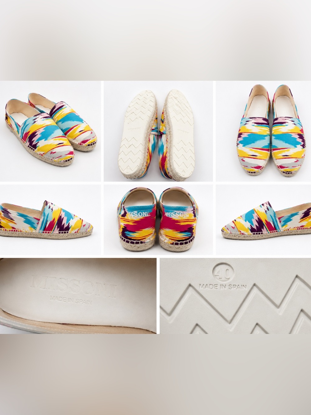 Missoni Milano Women’s Espadrilles Multicolor Canvas Slip On Shoes EU 40 $480